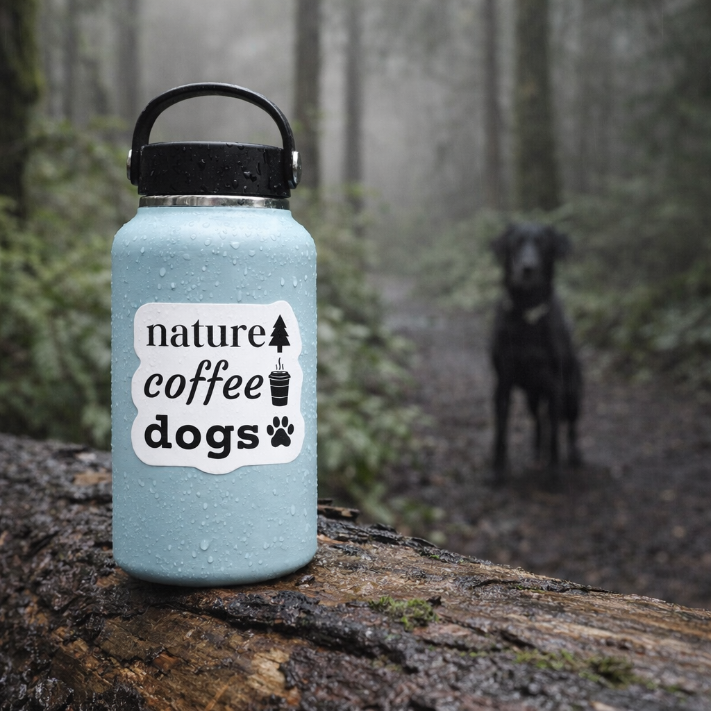 Nature Coffee Dogs Waterproof Kiss-Cut Vinyl Sticker