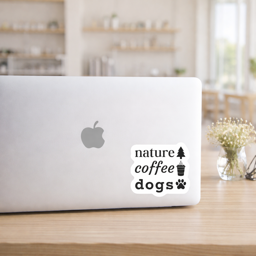 Nature Coffee Dogs Waterproof Kiss-Cut Vinyl Sticker