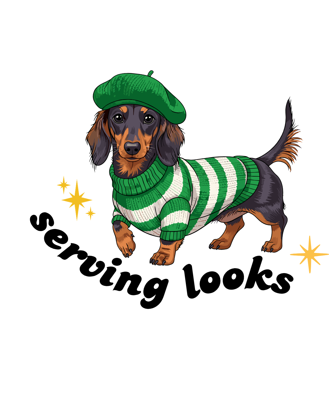 Dachshund Serving Looks Waterproof Kiss-Cut Vinyl Sticker
