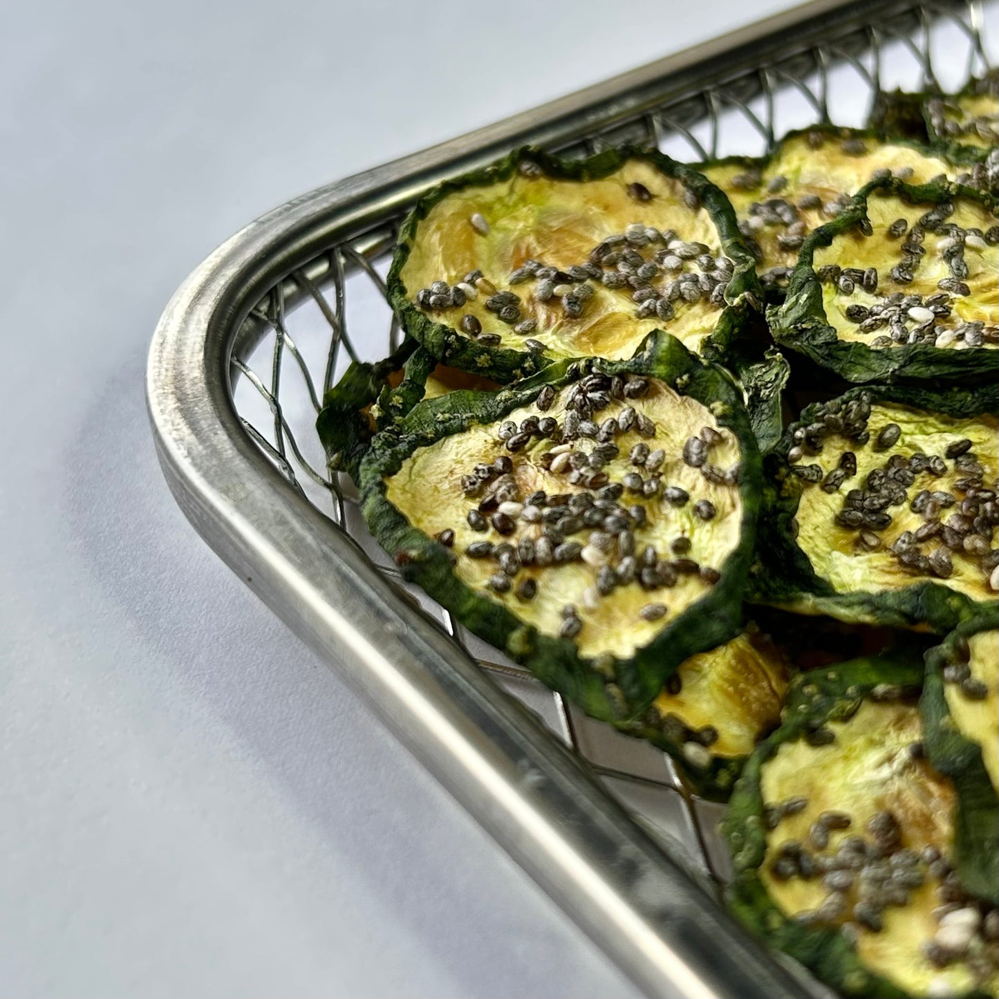 Air Dried Cucumber Chia Chips in Beef Broth