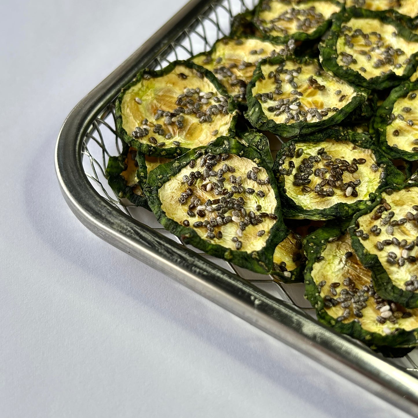 Air Dried Cucumber Chia Chips in Beef Broth