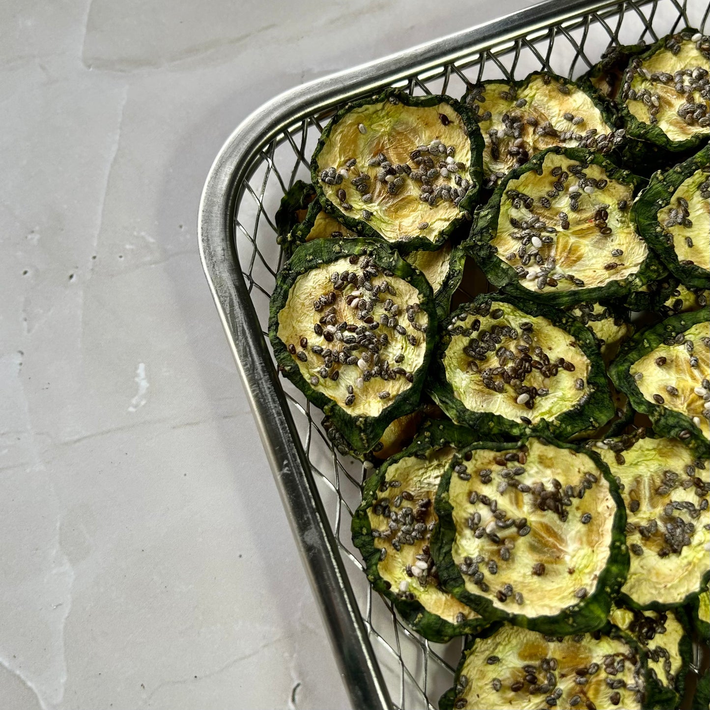 Air Dried Cucumber Chia Chips in Beef Broth