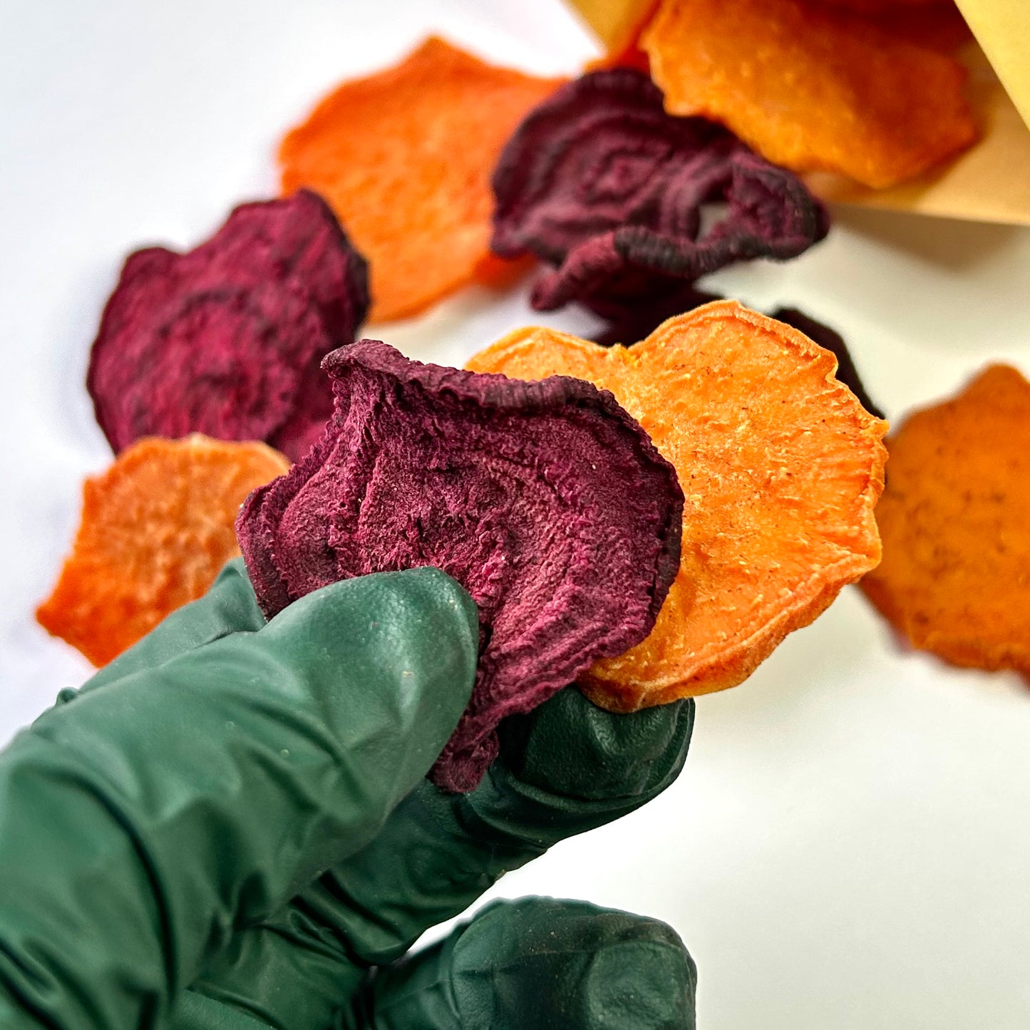 Air Dried Sweet Potatoes, Beets + Beef Broth Chips