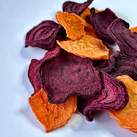 Air Dried Sweet Potatoes, Beets + Beef Broth Chips
