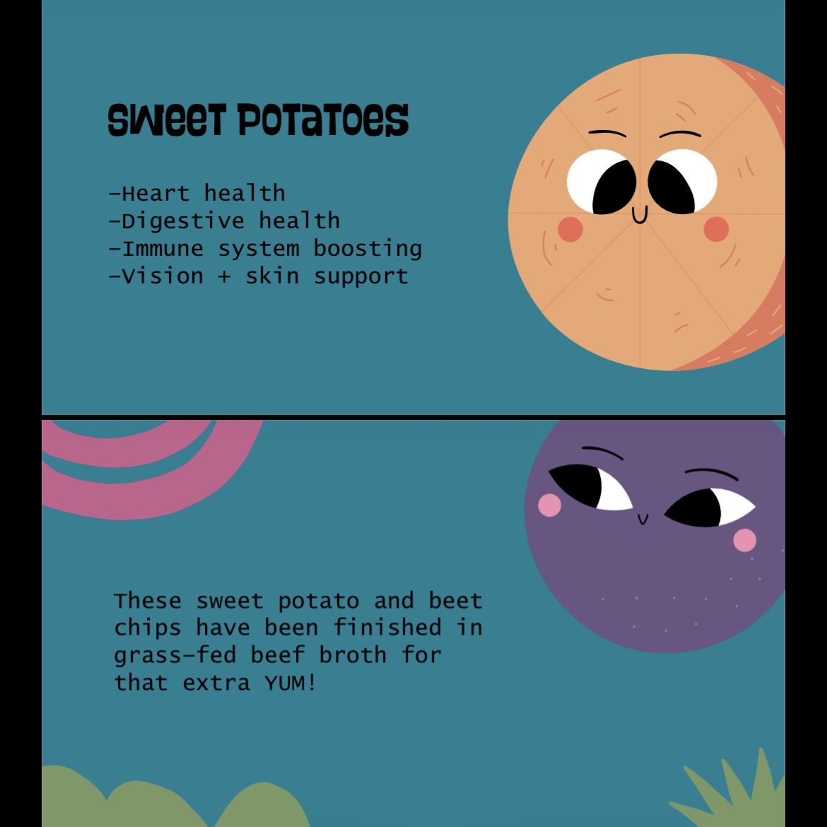Air Dried Sweet Potatoes, Beets + Beef Broth Chips