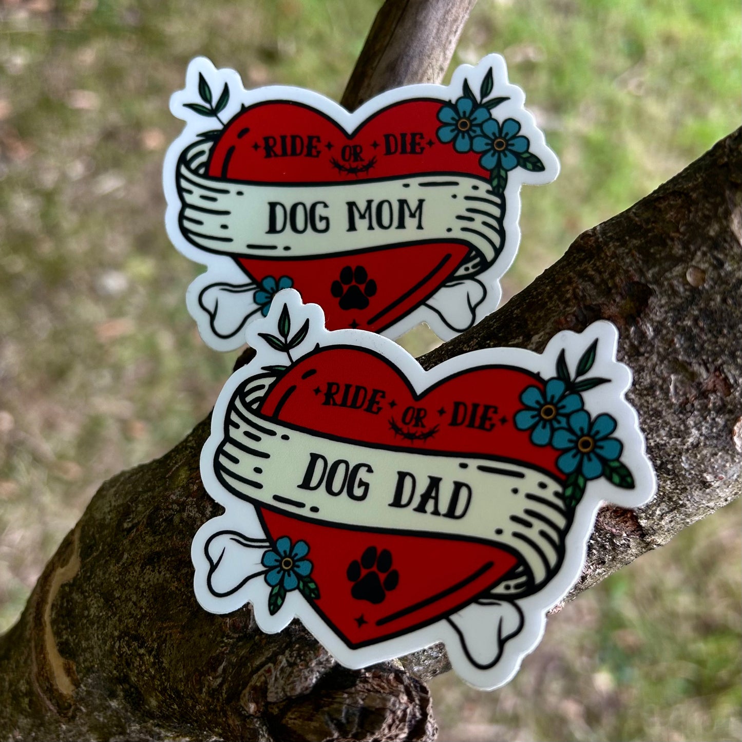 Dog Mom / Dog Dad Waterproof Kiss-Cut Vinyl Sticker